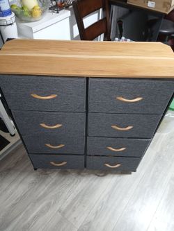 8-Drawer Fabric Dresser with Wood Top