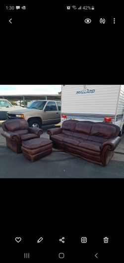 Walker furniture. Leather Couch, Chair with Ottoman.