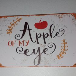 Metal Sign Simple Cute Apple Of My Eye Wall Art Decor Room Aesthetic