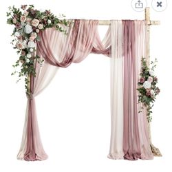 Wood Arch And Flowers With 3 Polyester 