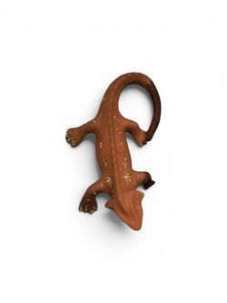Brown Ceramic Lizard Figurine with Gold Accents