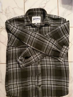 The Stronghold button up green and white plaid flannel