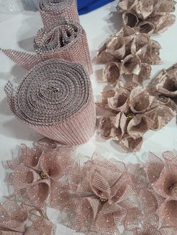Noche Buenas En Color ROSA GOLD Y Beige Para Decorasion De ARBOLITO DE NAVIDAD