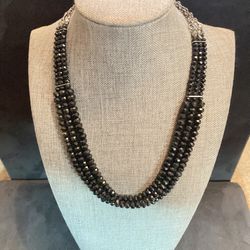Beautiful Black Beaded 3 Layer Adjustable Chocker Necklace/ Can Be Worn Dressy Or For A Night Out!  