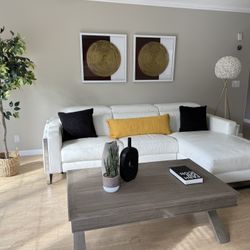 Z Gallerie Bennett 2-Piece Leather Sectional – White (RAF Configuration)