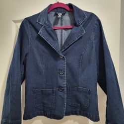 1980s Denim & Co Ladies Cropped Jean Jacet Size Medium