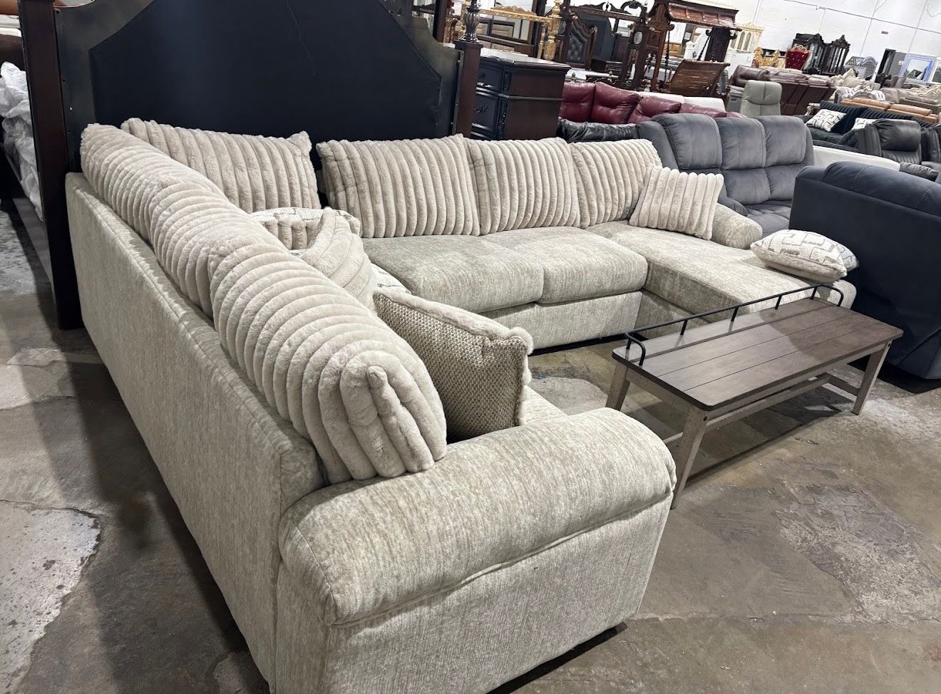 Comfy Grey Sectional With Chaise, No Money Down 0% Interest, Same Day Delivery