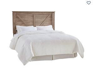 Rustic Farmhouse Wood Headboard with metal frame and box spring dresser, nightstand and chest