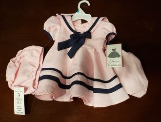 RARE EDITIONS 3 PIECE DRESS SET- 3-6 MONTHS
