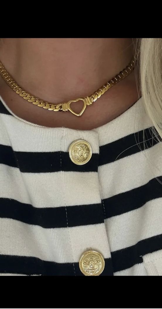 Gold & Silver Heart Chain Necklace 