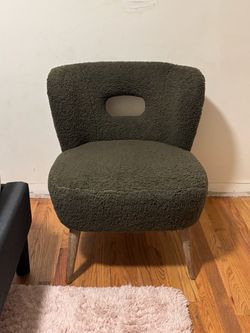 Olive Green Boucle Accent Chair