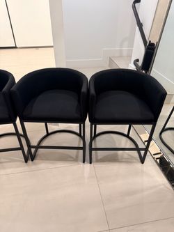 Set of 4 Black Barrel Dining Chairs – $400