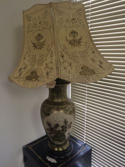 Asian-Style Lamp w/ Animal Hide Shade