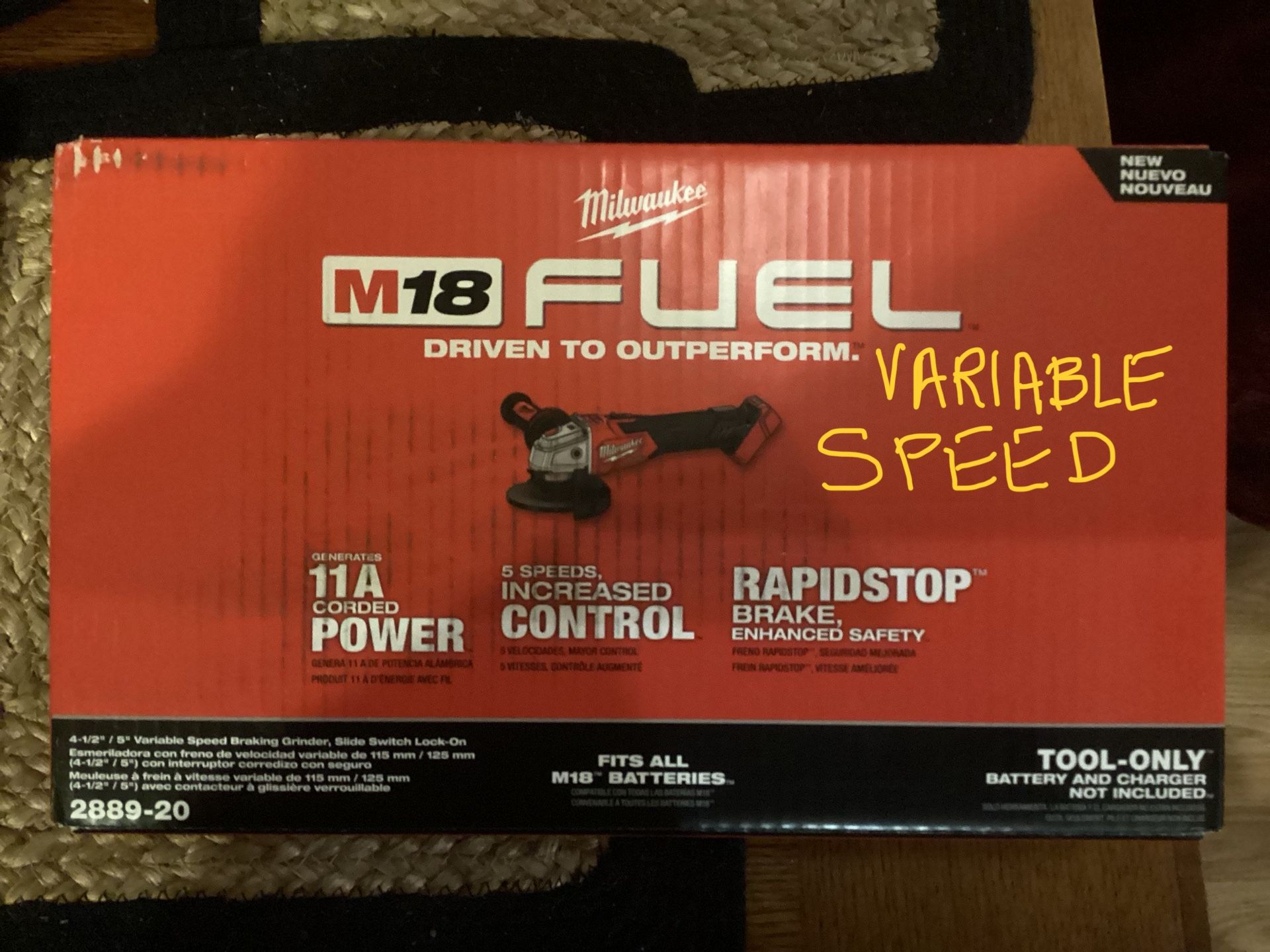 Milwaukee M18 FUEL Grinder VARIABLE Speed With Slide Switch. Tool Only. Brand NEW. NUEVO.