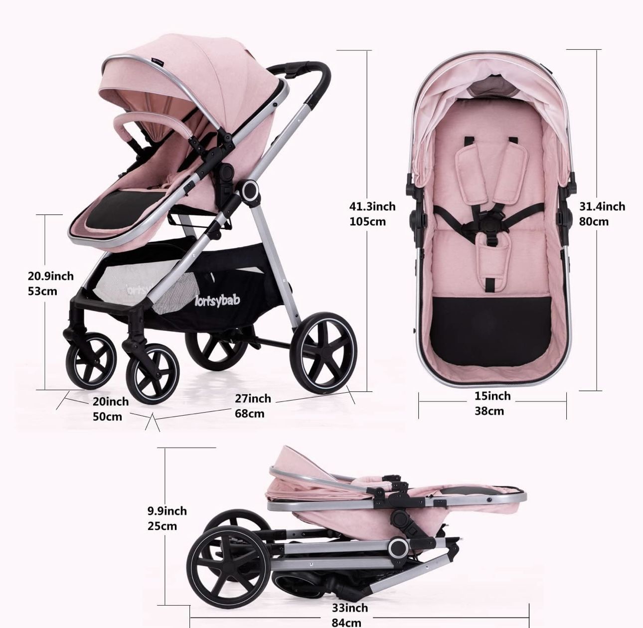 2-in-1 PINK STROLLER