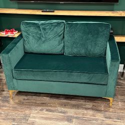 REDUCED!! Emerald Green Velvet Mini Loveseat 