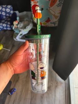 starbucks x peanuts snoopy pumpkin cold cup tumbler 24oz