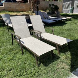 New 2 Pc Beige Outdoor All Weather Patio Pool Chaise Lounge Chairs  