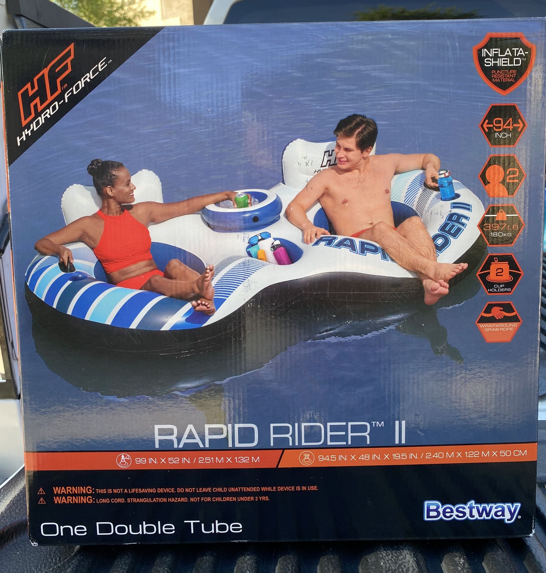 New in Box Inflatable Rapid Rider River Tubes / Pool Floats with Built-in Cooler