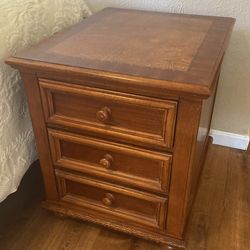 Quality Solid Wood Inlay Nightstand Bedstand Side Table Bed Stand Bedroom Dresser 3 Drawers