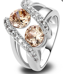 Sterling silver wt chanpange stones and white sapphier stones