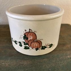 Vintage Robinson Ransbottom Pottery Low Jar Painted Pumpkins