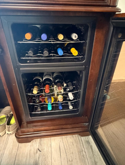 Elegant Wood Wine Cooler Refrigerator Cabinet – Working – $225 OBO