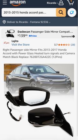 Honda Accord Passenger Side Mirror 2013-2017