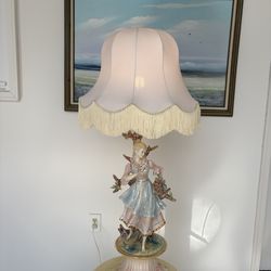 Rare Vintage Exquisite Capodimonte Style Ceramic Porcelain Table Lamp Made in Italy 42” High