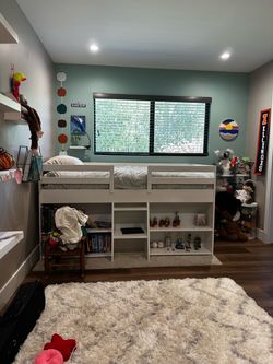 Twin Low Loft Bed with Fort and Bookcases