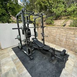Vesta Fitness Smith Machine 1001 w/Bench Attachment | 245lb Cast Iron Olympic Weights | 7ft Olympic Bar | Fitness | Gym Equipment | FREE DELIVERY 🚚 