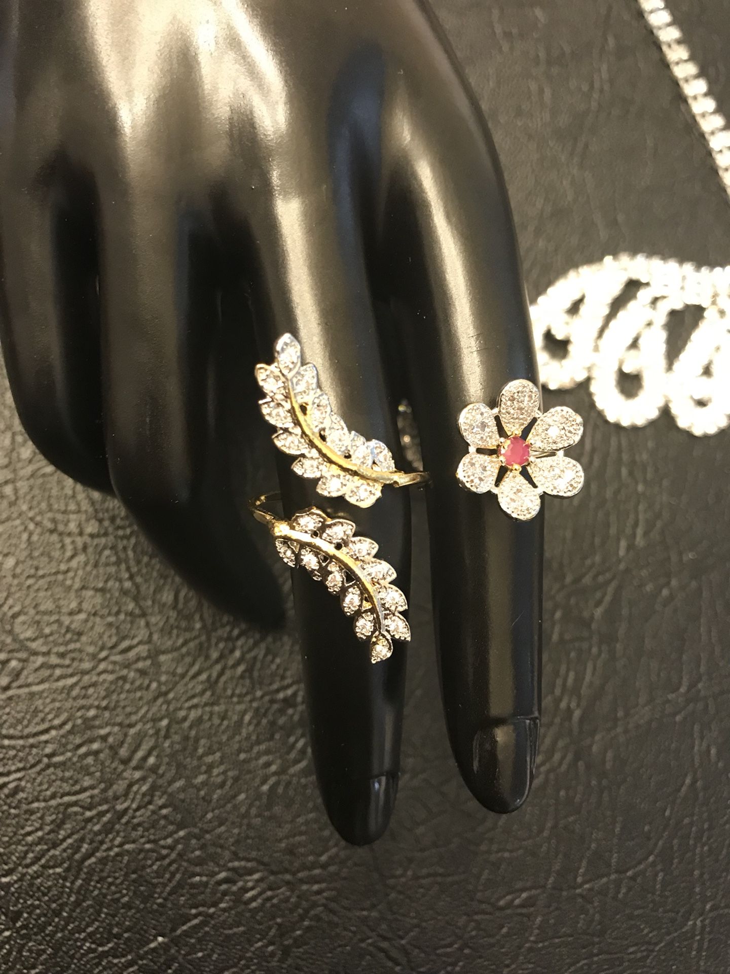 Beautiful American diamond twin ring in box