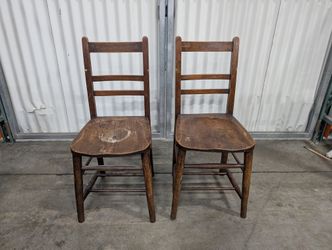 Rustic Hardwood Ladder Back Chairs - Set of Two