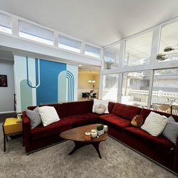 Red Couch with foldable bed