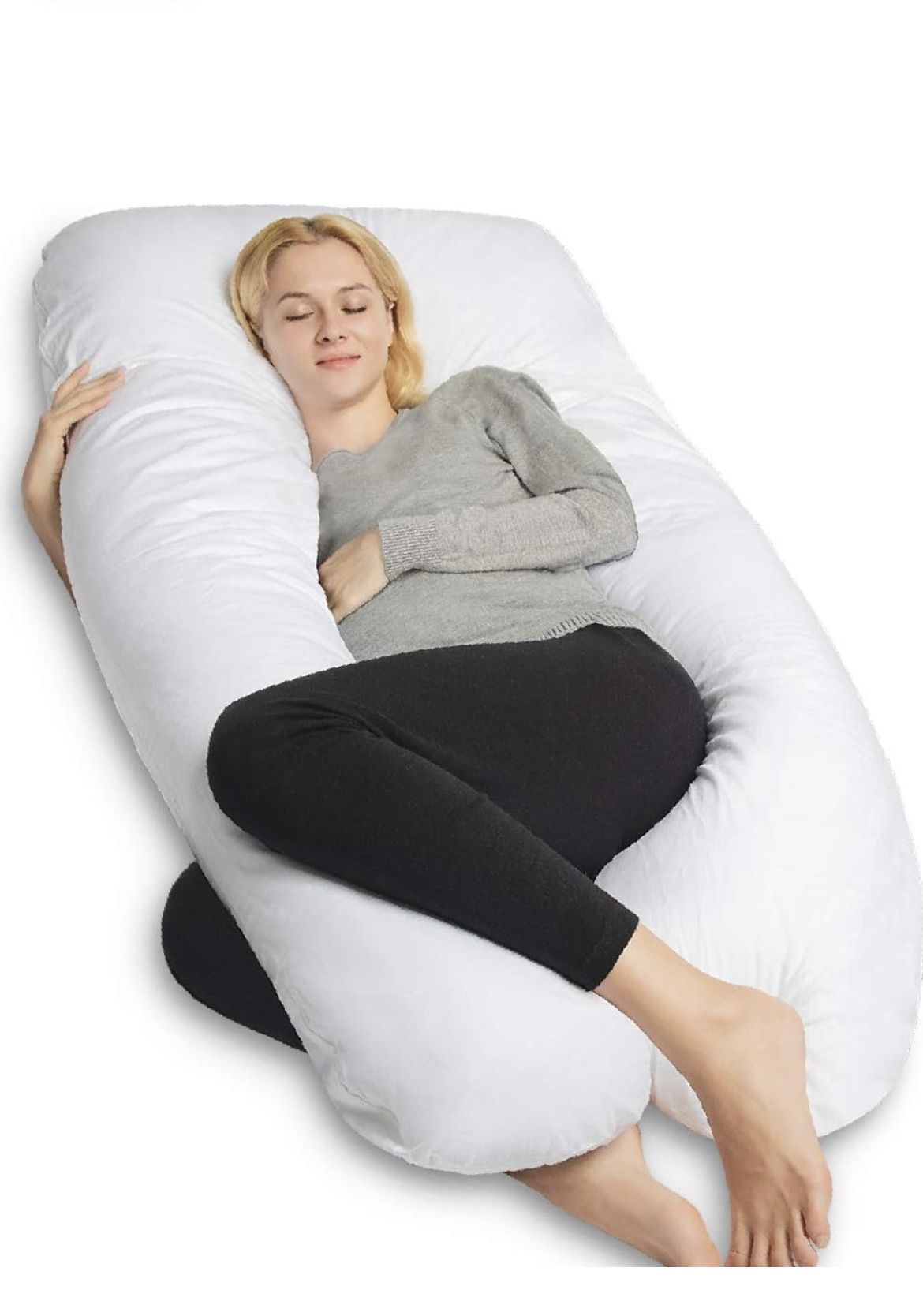 Pregnancy Pillow -Maternity Body Pillow U Shaped,Support Back/Neck/Head with Cooling Cover 