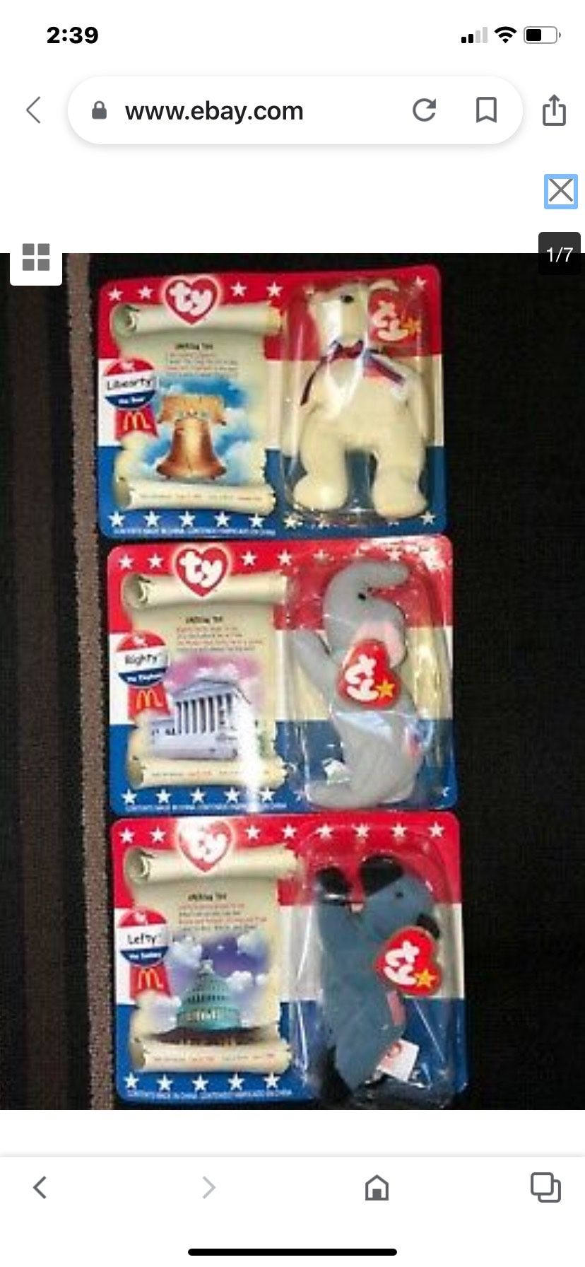 Beanie Babies 1996 Election Set New In Pkg