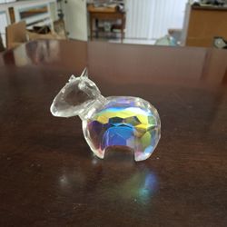 SD Simon Designs Iridescent Crystal Glass Unicorn Paperweight Beautifully Faceted 4"L X 3"H SEE DESCRIPTION 