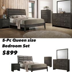 5-Pc Queen Size Bedroom Set. $53 Down Payment