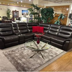Genuine Leather Power Reclining Sectional
