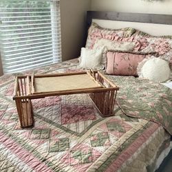 Vintage Bamboo Rattan Bed Tray