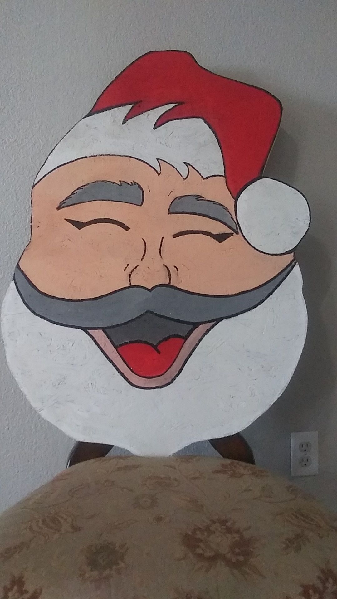 Plywood santa face for outdoor decoration measures. 3ft tall x 2ft width