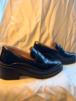 Cole Haan GrandØS Black Leather Platform Penny Loafers Women's 8B - roomy fit