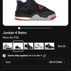 Jordan 4 Retro Rare Air 
Used
S8ze 10c