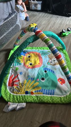 Bright Starts Wild Wiggles Baby Activity Gym & Play Mat, FoldAway Toy Bar, Newborn