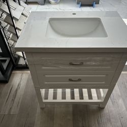 30 Inch Vanity Cabinet Combo White Color (Quartz countertop and sink is included)