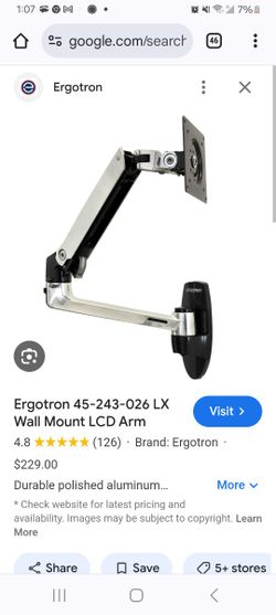 LX Wall Monitor Arm (polished aluminum)
Single Monitor Mount
5
22 Reviews
Part Number: 45-243-026