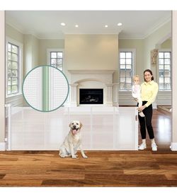 120 Inch Retractable Baby Gates Extra Wide, 42 Inch Extra Tall Retractable Gate For Indoor/Outdoor,