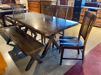 Darkest Brown Dining Set w/ Chairs & Bench