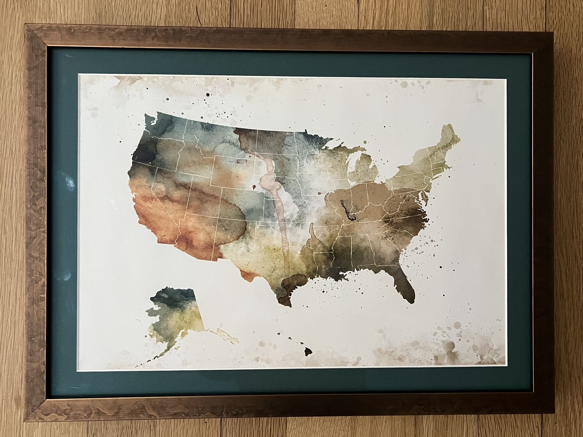 Professionally Framed United States Map