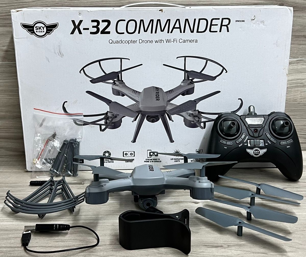 Sky Rider X-32 Commander: Quadcopter Drone w/Wi-Fi Camera DRW332MG (PO1024641)